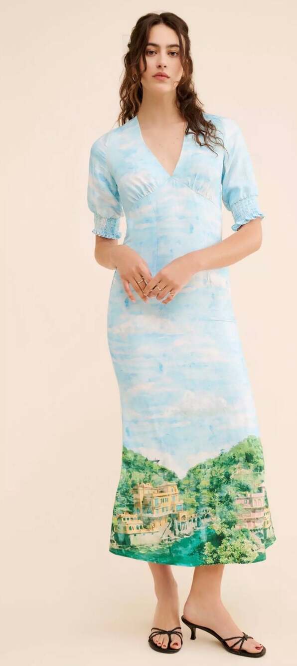 Never Fully Dressed Sky Landscape Print Midi Dress Size US 2